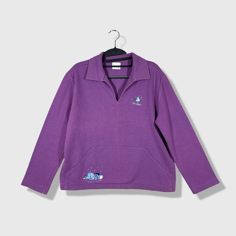 Disney Store Eeyore Pullover‎ Women M Purple Knit Y2K Cottagecore Cute Cartoon